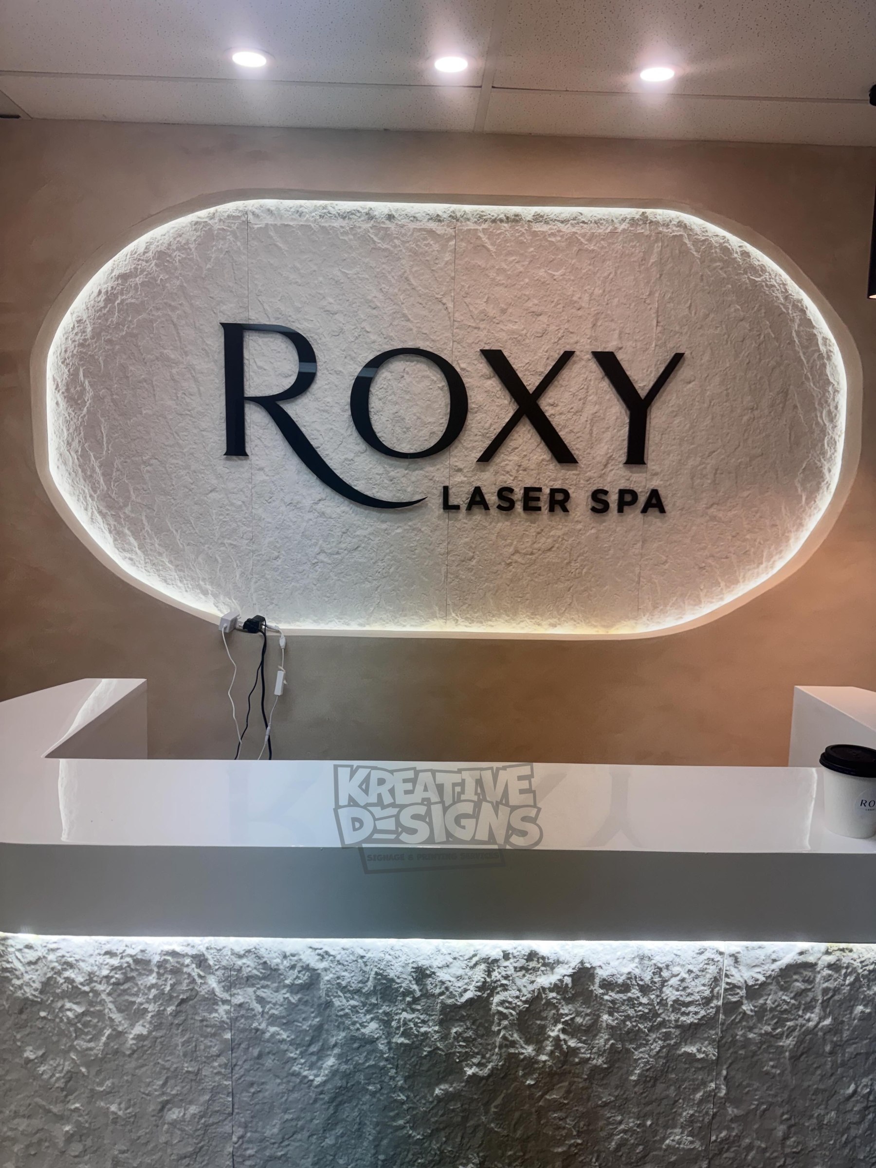 Roxy Laser Spa interior 3D letter sign, Katy, TX