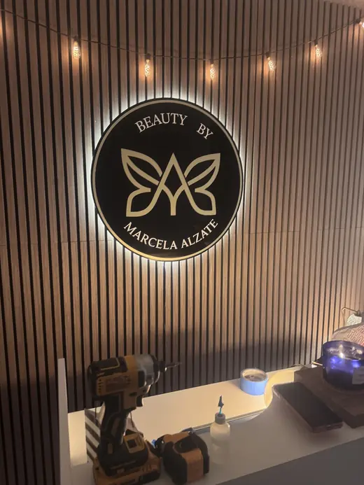 Interior sign for a Houston beauty studio